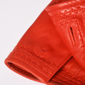 CHANEL シャネル VINTAGE ヴィンテージ ノーカラージャケット 31822 サイズ38 ココマーク レザー シルク レッド 美品 中古 4a004462