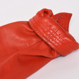 CHANEL シャネル VINTAGE ヴィンテージ ノーカラージャケット 31822 サイズ38 ココマーク レザー シルク レッド 美品 中古 4a004462