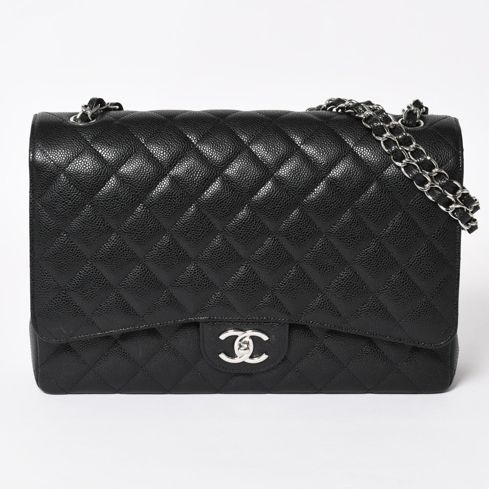 新品同様 CHANEL シャネル デカマトラッセ33 チェーンショルダーバッグ 17番台 ココマーク キャビアスキン ブラック SV金具 中古 4a004396