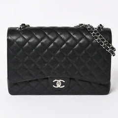 新品同様 CHANEL シャネル デカマトラッセ33 チェーンショルダーバッグ 17番台 ココマーク キャビアスキン ブラック SV金具 中古 4a004396