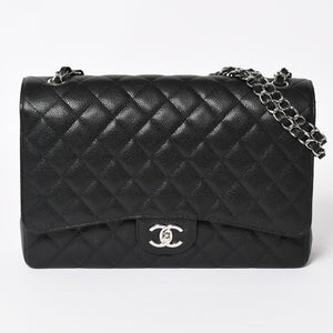 新品同様 CHANEL シャネル デカマトラッセ33 チェーンショルダーバッグ 17番台 ココマーク キャビアスキン ブラック SV金具 中古 4a004396