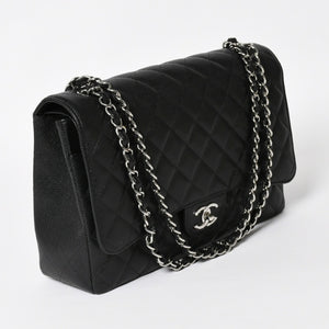 新品同様 CHANEL シャネル デカマトラッセ33 チェーンショルダーバッグ 17番台 ココマーク キャビアスキン ブラック SV金具 中古 4a004396