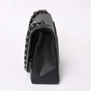 新品同様 CHANEL シャネル デカマトラッセ33 チェーンショルダーバッグ 17番台 ココマーク キャビアスキン ブラック SV金具 中古 4a004396