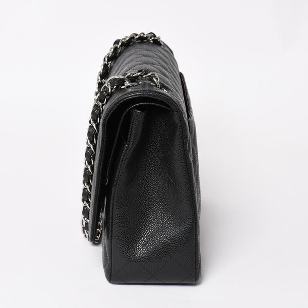 新品同様 CHANEL シャネル デカマトラッセ33 チェーンショルダーバッグ 17番台 ココマーク キャビアスキン ブラック SV金具 中古 4a004396