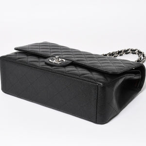新品同様 CHANEL シャネル デカマトラッセ33 チェーンショルダーバッグ 17番台 ココマーク キャビアスキン ブラック SV金具 中古 4a004396