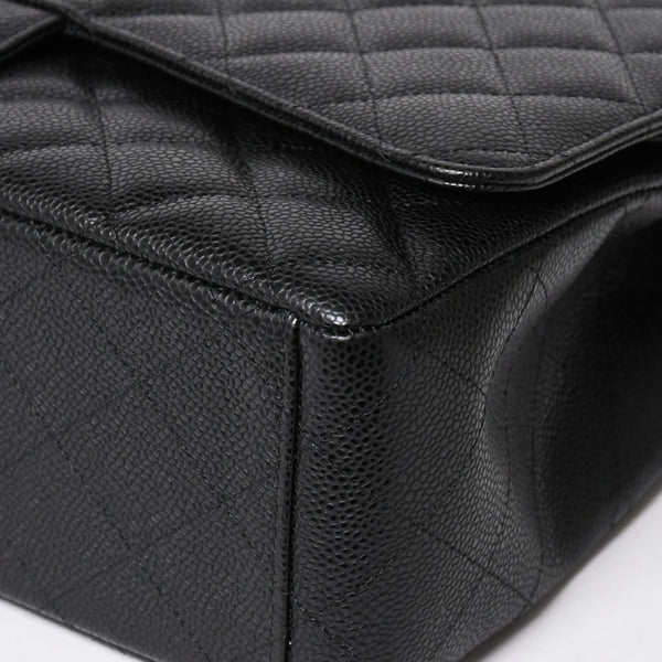新品同様 CHANEL シャネル デカマトラッセ33 チェーンショルダーバッグ 17番台 ココマーク キャビアスキン ブラック SV金具 中古 4a004396