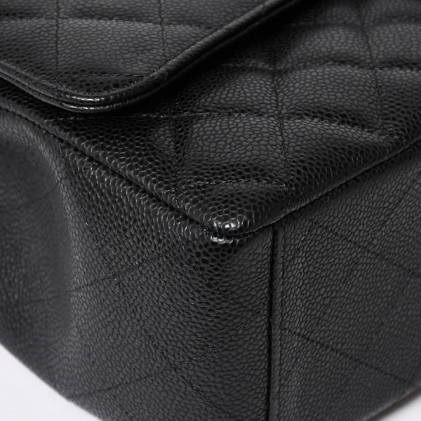 新品同様 CHANEL シャネル デカマトラッセ33 チェーンショルダーバッグ 17番台 ココマーク キャビアスキン ブラック SV金具 中古 4a004396