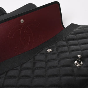 新品同様 CHANEL シャネル デカマトラッセ33 チェーンショルダーバッグ 17番台 ココマーク キャビアスキン ブラック SV金具 中古 4a004396