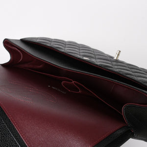 新品同様 CHANEL シャネル デカマトラッセ33 チェーンショルダーバッグ 17番台 ココマーク キャビアスキン ブラック SV金具 中古 4a004396