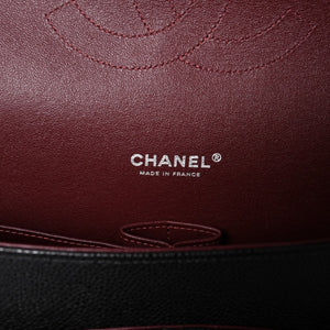 新品同様 CHANEL シャネル デカマトラッセ33 チェーンショルダーバッグ 17番台 ココマーク キャビアスキン ブラック SV金具 中古 4a004396