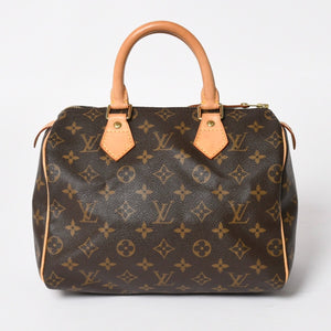 LOUIS VUITTON ルイヴィトン スピーディ25 ハンドバック M41528 モノグラム PVCコーティングキャンバス SP1015 レザー ブラウン ゴールド金具 美品 中古 4a004341