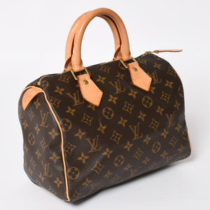 LOUIS VUITTON ルイヴィトン スピーディ25 ハンドバック M41528 モノグラム PVCコーティングキャンバス SP1015 レザー ブラウン ゴールド金具 美品 中古 4a004341