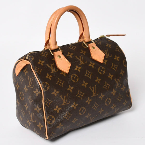 LOUIS VUITTON ルイヴィトン スピーディ25 ハンドバック M41528 モノグラム PVCコーティングキャンバス SP1015 レザー ブラウン ゴールド金具 美品 中古 4a004341