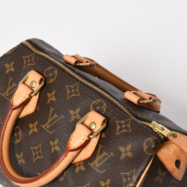 LOUIS VUITTON ルイヴィトン スピーディ25 ハンドバック M41528 モノグラム PVCコーティングキャンバス SP1015 レザー ブラウン ゴールド金具 美品 中古 4a004341