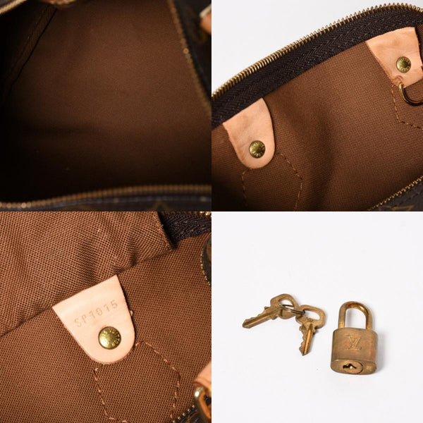 LOUIS VUITTON ルイヴィトン スピーディ25 ハンドバック M41528 モノグラム PVCコーティングキャンバス SP1015 レザー ブラウン ゴールド金具 美品 中古 4a004341