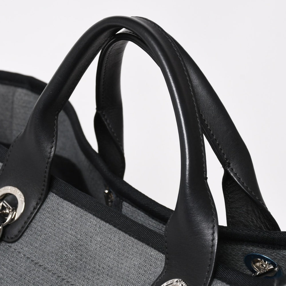 Like new CHANEL Deauville TGM 2WAY bag No. 16 here mark canvas leather gray used 4a004385