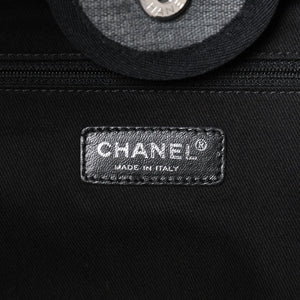 新品同様 CHANEL シャネル Deauville TGM ドーヴィルTGM 2WAYバッグ 16番台 ココマーク キャンバス レザー グレー 中古 4a004385