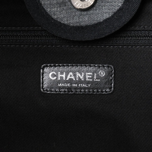 新品同様 CHANEL シャネル Deauville TGM ドーヴィルTGM 2WAYバッグ 16番台 ココマーク キャンバス レザー グレー 中古 4a004385
