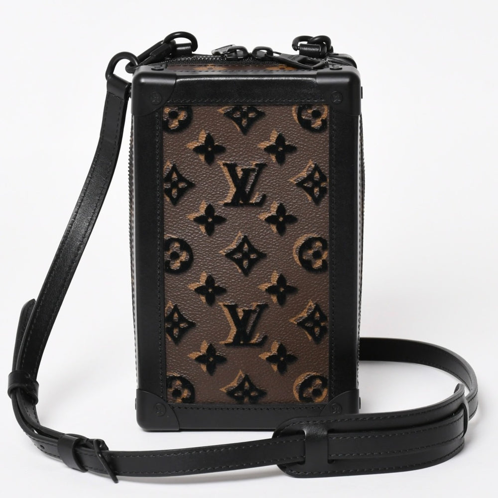 Very good condition LOUIS VUITTON Monogram Taffetage Vertical Soft Trunk Shoulder Bag M45044 Black Brown Used 4a004371