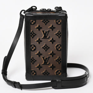 Very good condition LOUIS VUITTON Monogram Taffetage Vertical Soft Trunk Shoulder Bag M45044 Black Brown Used 4a004371