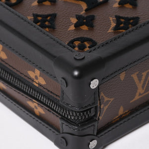 Very good condition LOUIS VUITTON Monogram Taffetage Vertical Soft Trunk Shoulder Bag M45044 Black Brown Used 4a004371