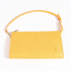 極美品 LOUIS VUITTON ルイヴィトン ポシェット アクセソワール アクセサリーポーチ M52959 エピレザー イエロー ゴールド金具 中古 4a003941