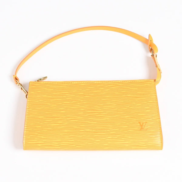 極美品 LOUIS VUITTON ルイヴィトン ポシェット アクセソワール アクセサリーポーチ M52959 エピレザー イエロー ゴールド金具 中古 4a003941