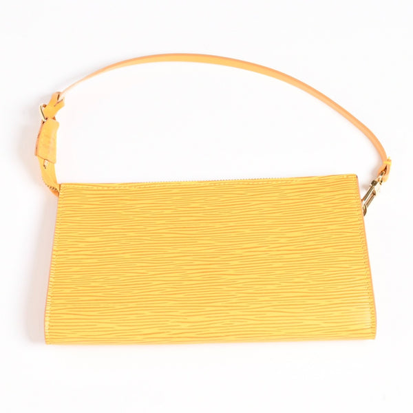 極美品 LOUIS VUITTON ルイヴィトン ポシェット アクセソワール アクセサリーポーチ M52959 エピレザー イエロー ゴールド金具 中古 4a003941