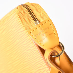 極美品 LOUIS VUITTON ルイヴィトン ポシェット アクセソワール アクセサリーポーチ M52959 エピレザー イエロー ゴールド金具 中古 4a003941
