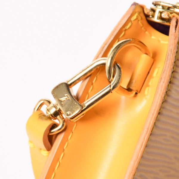 極美品 LOUIS VUITTON ルイヴィトン ポシェット アクセソワール アクセサリーポーチ M52959 エピレザー イエロー ゴールド金具 中古 4a003941
