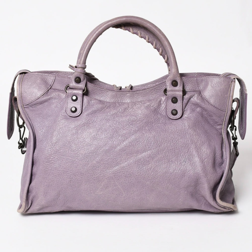 BALENCIAGA バレンシアガ The City ザシティ 2WAY ハンドバッグ ショルダーバッグ パープル レザー 115748 美品 中古 4a004242
