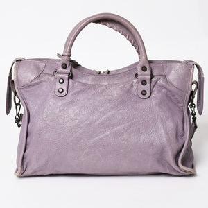 BALENCIAGA バレンシアガ The City ザシティ 2WAY ハンドバッグ ショルダーバッグ パープル レザー 115748 美品 中古 4a004242