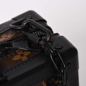 Very good condition LOUIS VUITTON Monogram Taffetage Vertical Soft Trunk Shoulder Bag M45044 Black Brown Used 4a004371