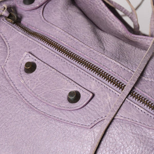 BALENCIAGA バレンシアガ The City ザシティ 2WAY ハンドバッグ ショルダーバッグ パープル レザー 115748 美品 中古 4a004242