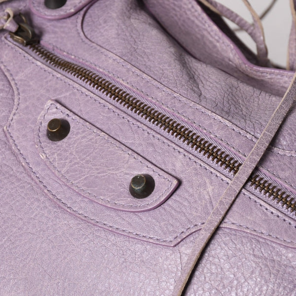 BALENCIAGA バレンシアガ The City ザシティ 2WAY ハンドバッグ ショルダーバッグ パープル レザー 115748 美品 中古 4a004242