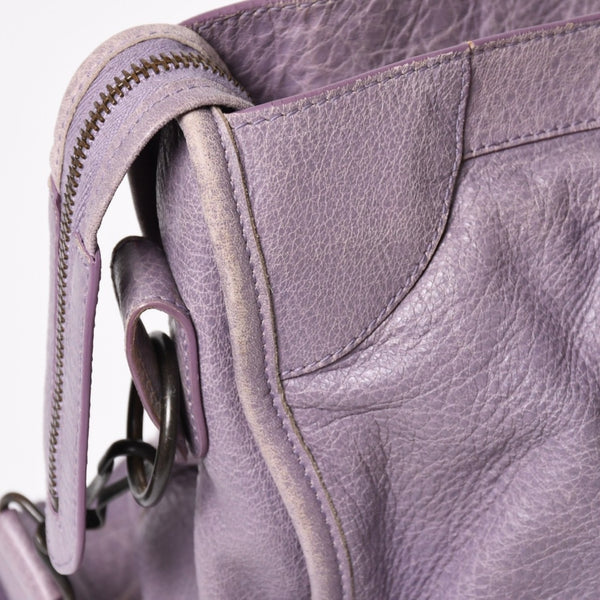 BALENCIAGA バレンシアガ The City ザシティ 2WAY ハンドバッグ ショルダーバッグ パープル レザー 115748 美品 中古 4a004242