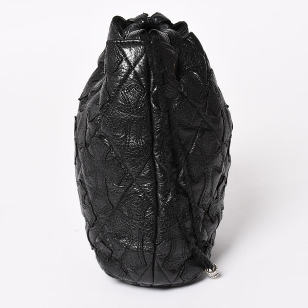 極美品 CHROME HEARTS クロムハーツ DRW STRNG SACK CRS PATCH ドローストリング サック 巾着 38パッチ レザー シルバー925 中古 4a004437