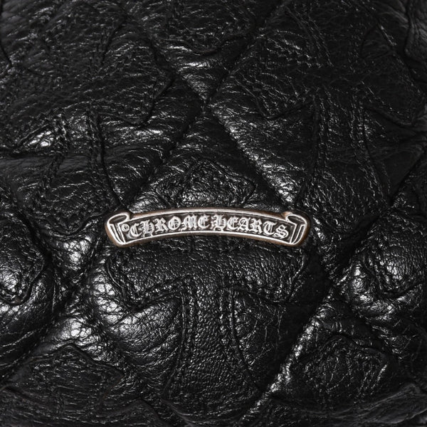 極美品 CHROME HEARTS クロムハーツ DRW STRNG SACK CRS PATCH ドローストリング サック 巾着 38パッチ レザー シルバー925 中古 4a004437