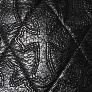 極美品 CHROME HEARTS クロムハーツ DRW STRNG SACK CRS PATCH ドローストリング サック 巾着 38パッチ レザー シルバー925 中古 4a004437