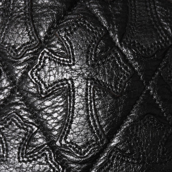 極美品 CHROME HEARTS クロムハーツ DRW STRNG SACK CRS PATCH ドローストリング サック 巾着 38パッチ レザー シルバー925 中古 4a004437