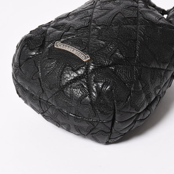 極美品 CHROME HEARTS クロムハーツ DRW STRNG SACK CRS PATCH ドローストリング サック 巾着 38パッチ レザー シルバー925 中古 4a004437