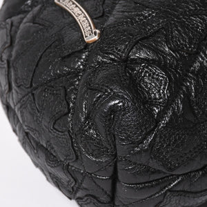 極美品 CHROME HEARTS クロムハーツ DRW STRNG SACK CRS PATCH ドローストリング サック 巾着 38パッチ レザー シルバー925 中古 4a004437