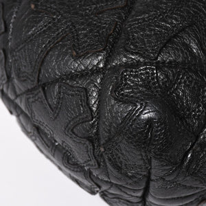 極美品 CHROME HEARTS クロムハーツ DRW STRNG SACK CRS PATCH ドローストリング サック 巾着 38パッチ レザー シルバー925 中古 4a004437