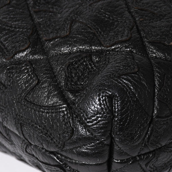 極美品 CHROME HEARTS クロムハーツ DRW STRNG SACK CRS PATCH ドローストリング サック 巾着 38パッチ レザー シルバー925 中古 4a004437