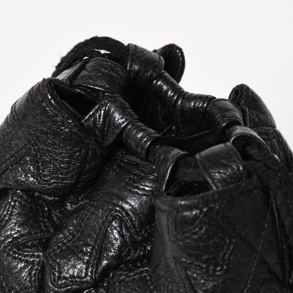 極美品 CHROME HEARTS クロムハーツ DRW STRNG SACK CRS PATCH ドローストリング サック 巾着 38パッチ レザー シルバー925 中古 4a004437