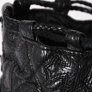 極美品 CHROME HEARTS クロムハーツ DRW STRNG SACK CRS PATCH ドローストリング サック 巾着 38パッチ レザー シルバー925 中古 4a004437