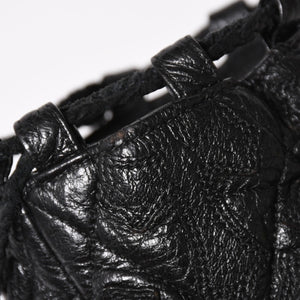 極美品 CHROME HEARTS クロムハーツ DRW STRNG SACK CRS PATCH ドローストリング サック 巾着 38パッチ レザー シルバー925 中古 4a004437