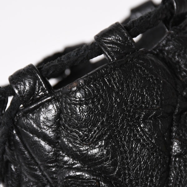 極美品 CHROME HEARTS クロムハーツ DRW STRNG SACK CRS PATCH ドローストリング サック 巾着 38パッチ レザー シルバー925 中古 4a004437