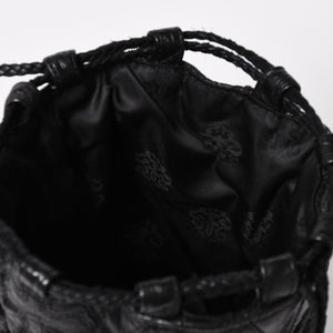 極美品 CHROME HEARTS クロムハーツ DRW STRNG SACK CRS PATCH ドローストリング サック 巾着 38パッチ レザー シルバー925 中古 4a004437