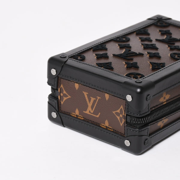 Very good condition LOUIS VUITTON Monogram Taffetage Vertical Soft Trunk Shoulder Bag M45044 Black Brown Used 4a004371